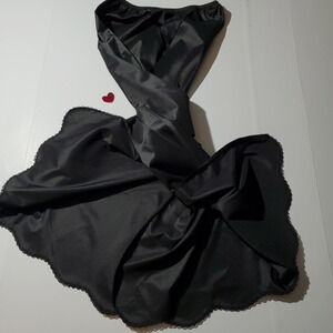 vtg VANITY FAIR Long Half Slip Skirt BLACK SATIN MAXI Nylon Lingerie USA MEDIUM